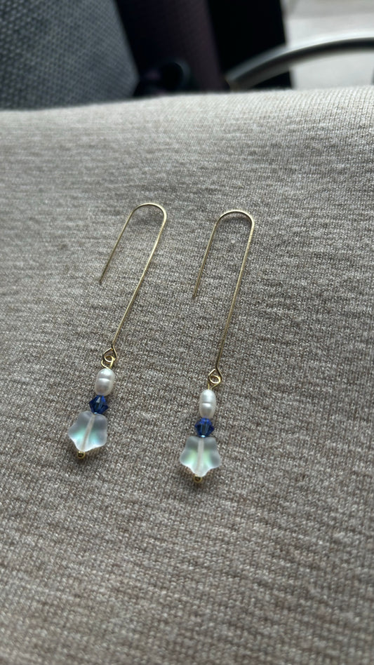 Ohrringe Sternchen und Perle blau